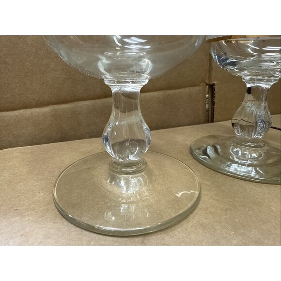 Libbey Frosted Gold Foliage 4 1/4" Vintage Sherbet Champagne Glasses Set Of 2 - Picture 6 of 8